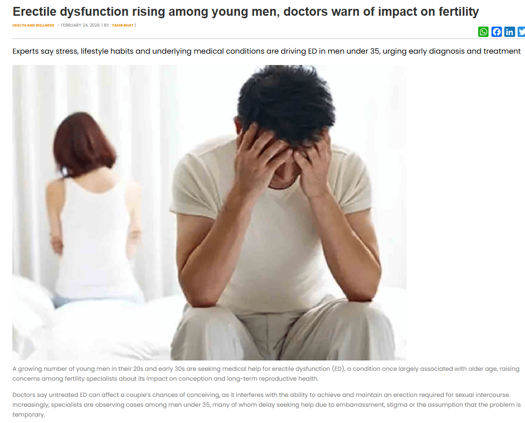 Erectile Dysfunction Rising Among Young Men: Impact on Fertility