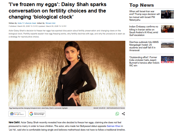 I’ve frozen my eggs’: Daisy Shah sparks conversation on fertility choices and the changing ‘biological clock’: Dr Sharvari Mundhe