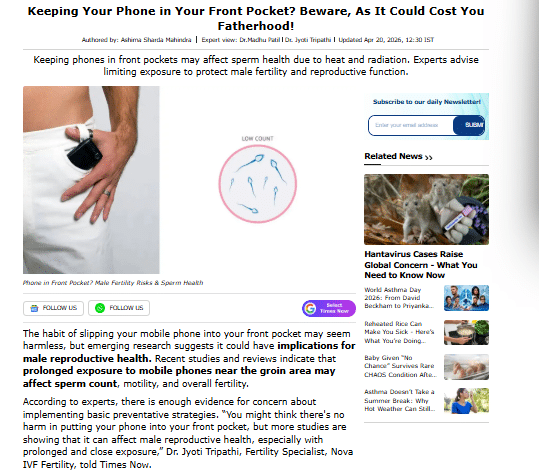 Keeping Your Phone in Front Pocket? Experts Warn of Male Fertility Risks