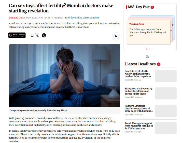 Can Sex Toys Affect Fertility? Mumbai Doctors Bust Common Myths Around Sexual Wellness
