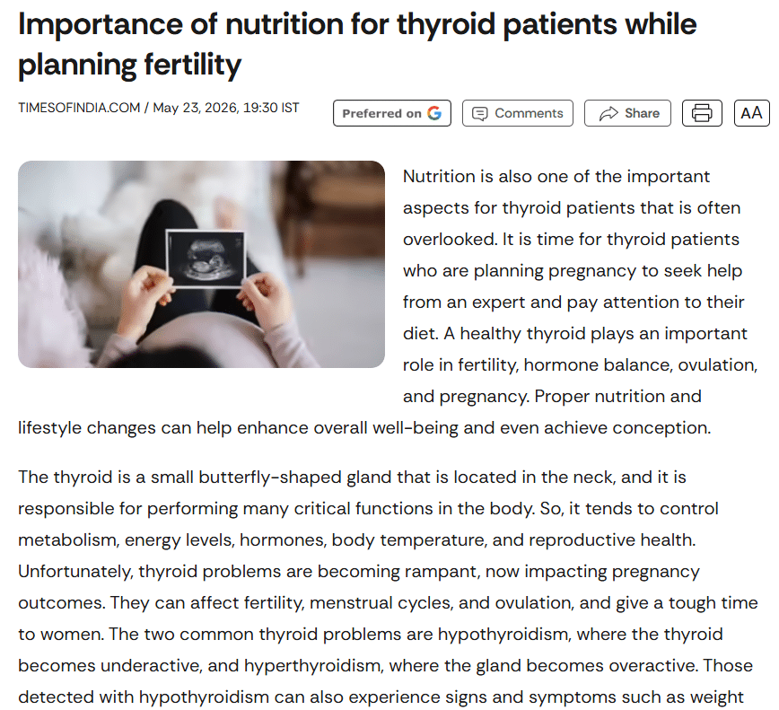 Experts Highlight Importance of Nutrition for Thyroid Patients Planning Fertility