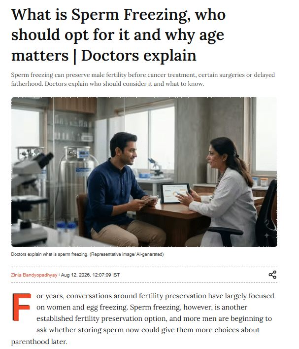 Sperm Freezing Helps Preserve Male Fertility